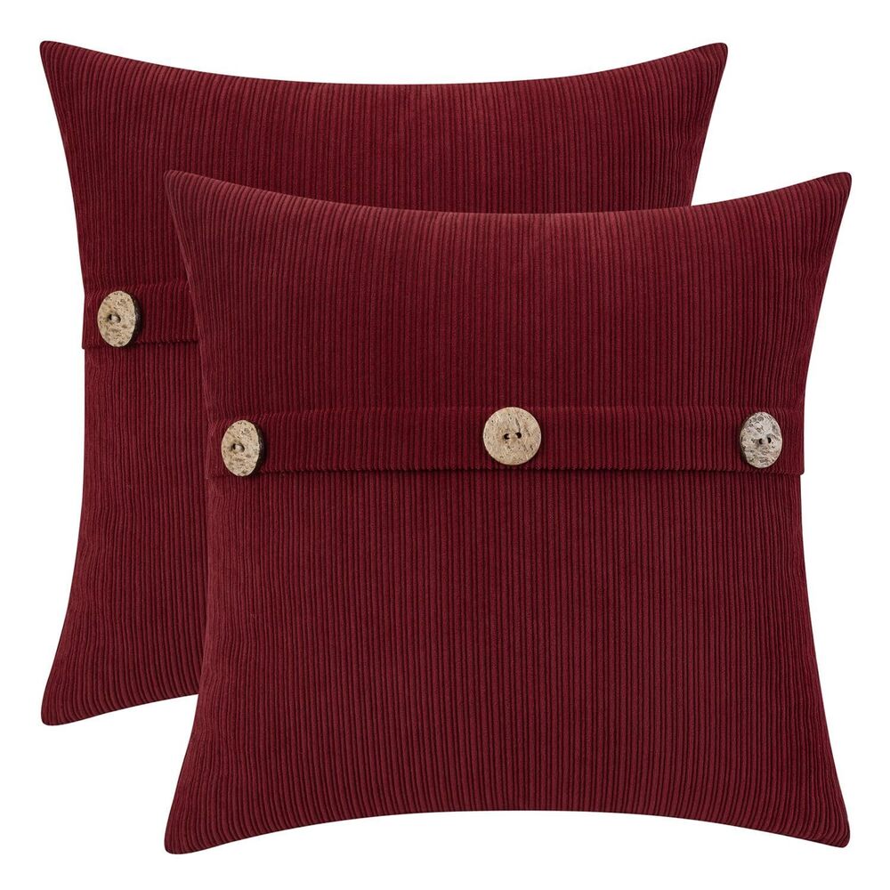 1317 Burgundy Red Chenille Throw Pillow Covers 22x22 Inch with Triple